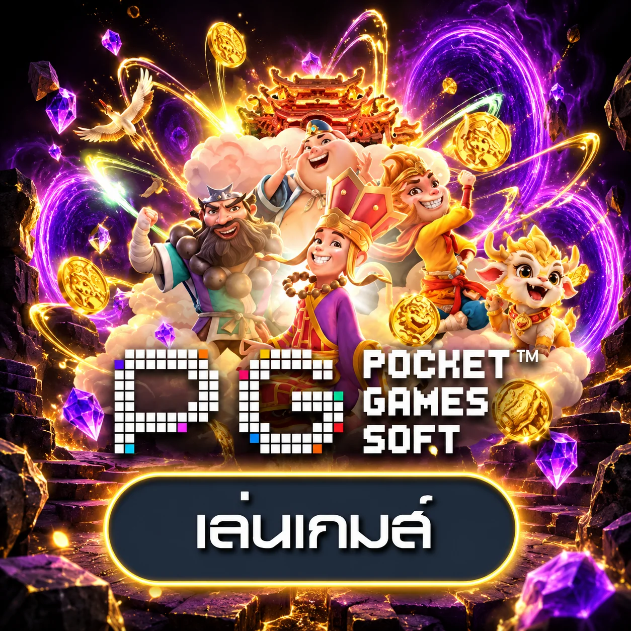 การ์ดทดลองเล่น PG Soft โทนม่วงทอง
